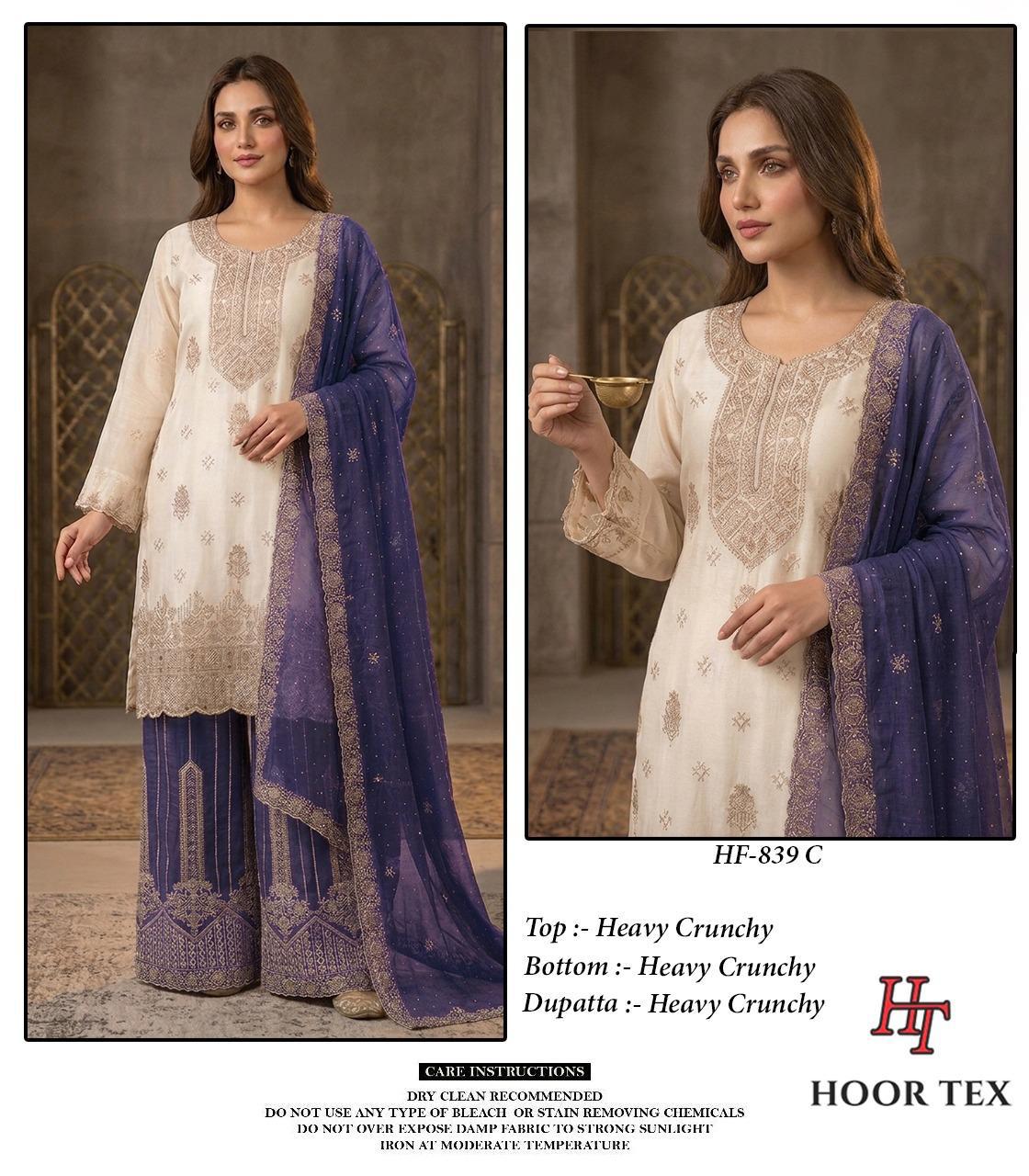 Hoor Tex 839 A To D Crunchy Embroidered Salwar Suit