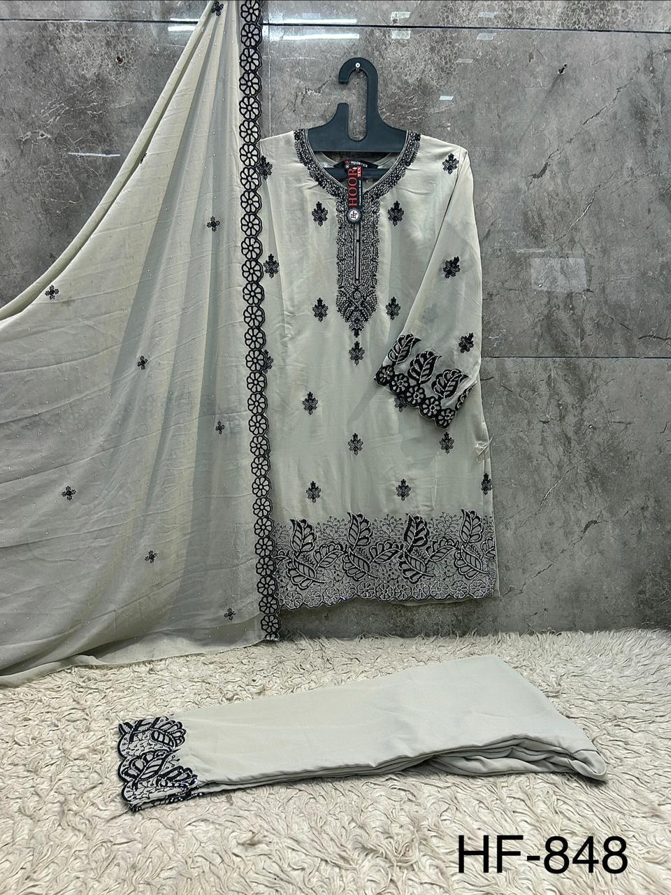 Hoor Tex 848 A To D Georgette Embroidered Salwar Suit — Designer Readymade Suits, hoor Tex wholesale from Surat — view 4