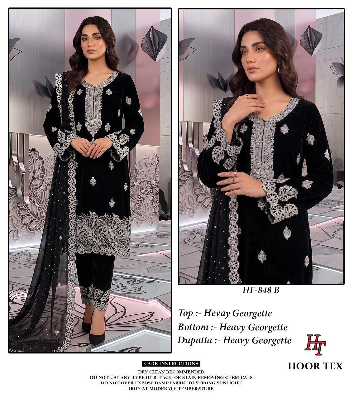Hoor Tex 848 A To D Georgette Embroidered Salwar Suit — Designer Readymade Suits, hoor Tex wholesale from Surat — view 3