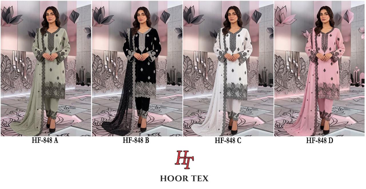 Hoor Tex 848 A To D Georgette Embroidered Salwar Suit — Designer Readymade Suits, hoor Tex wholesale from Surat — view 2