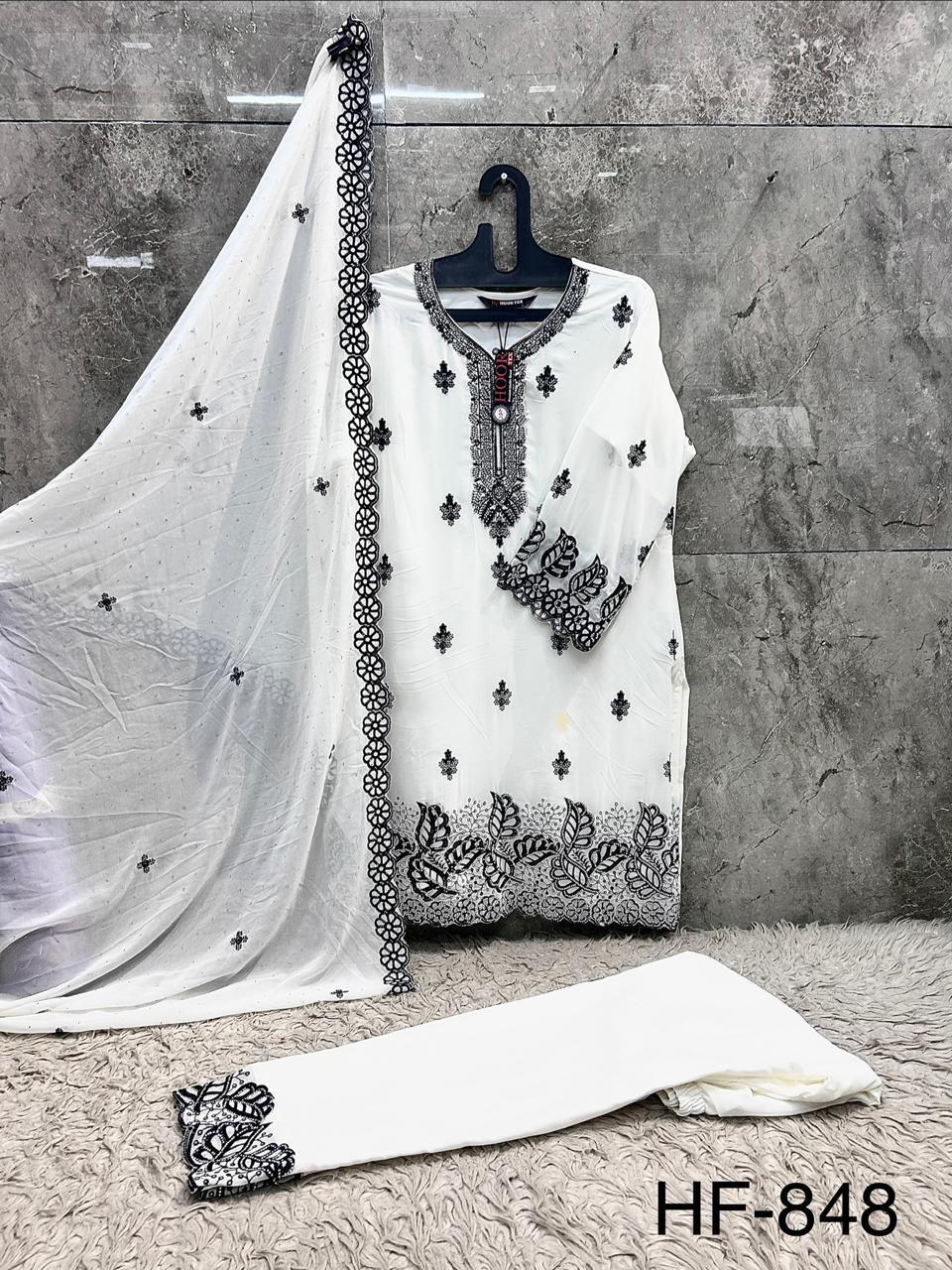 Hoor Tex 848 A To D Georgette Embroidered Salwar Suit — Designer Readymade Suits, hoor Tex wholesale from Surat — view 9