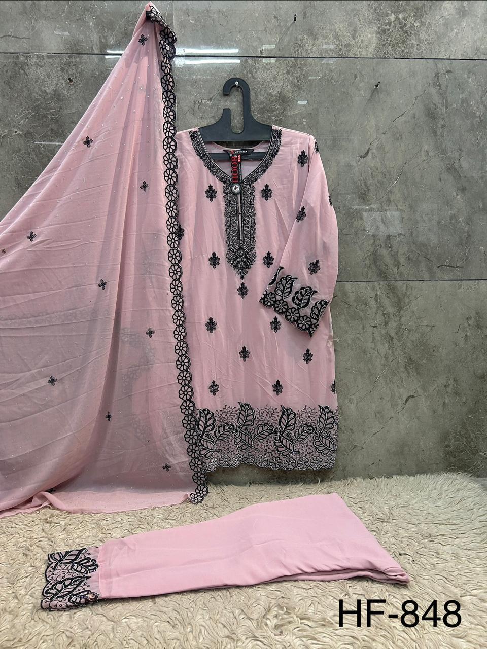 Hoor Tex 848 A To D Georgette Embroidered Salwar Suit — Designer Readymade Suits, hoor Tex wholesale from Surat — view 8