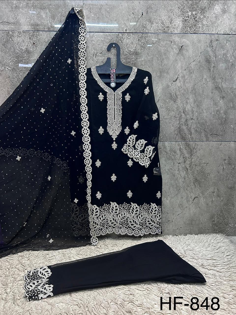 Hoor Tex 848 A To D Georgette Embroidered Salwar Suit — Designer Readymade Suits, hoor Tex wholesale from Surat — view 7