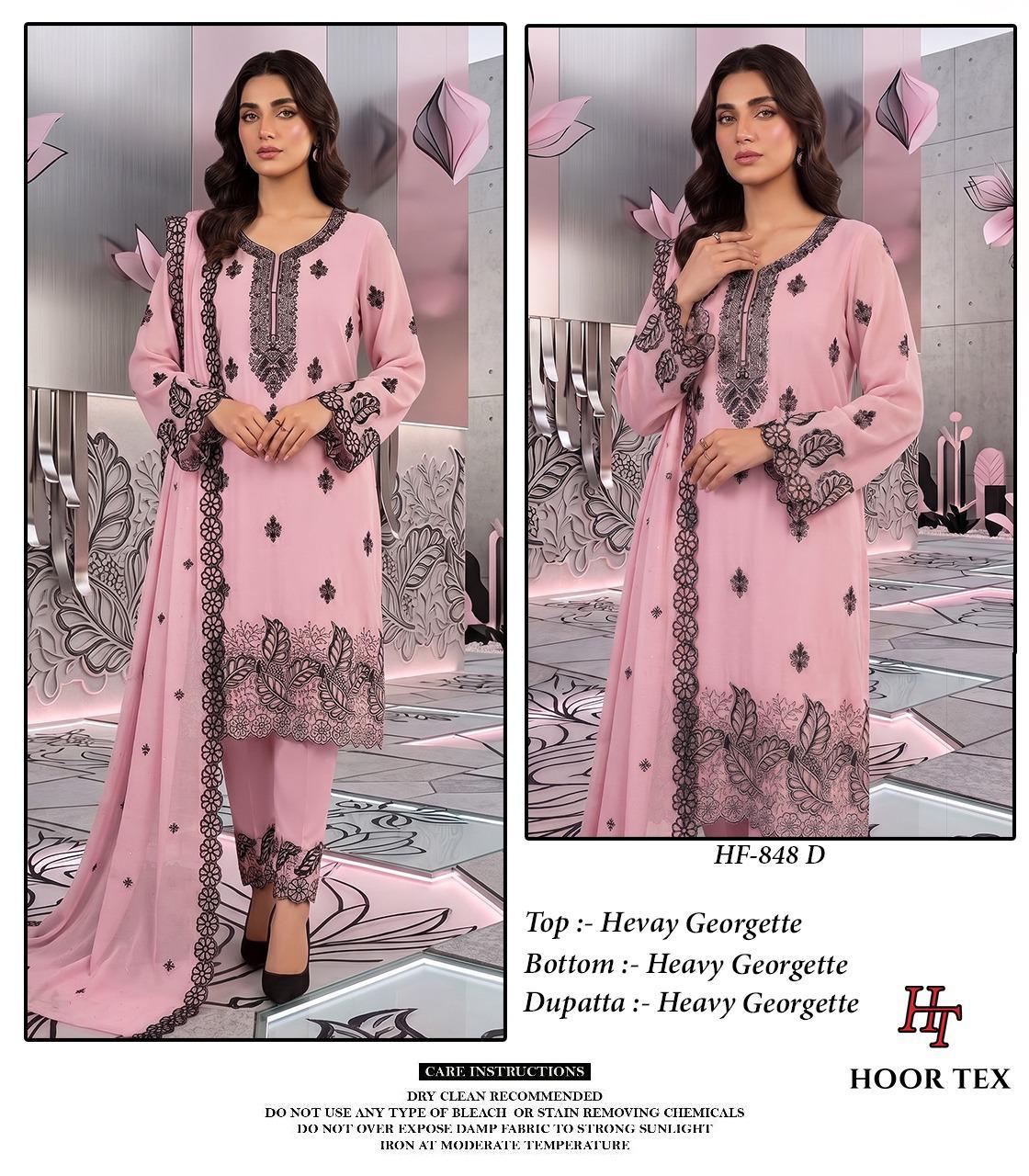 Hoor Tex 848 A To D Georgette Embroidered Salwar Suit