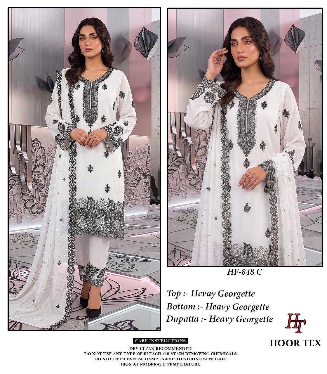 Hoor Tex 848 A To D Georgette Embroidered Salwar Suit — Designer Readymade Suits, hoor Tex wholesale from Surat — view 6