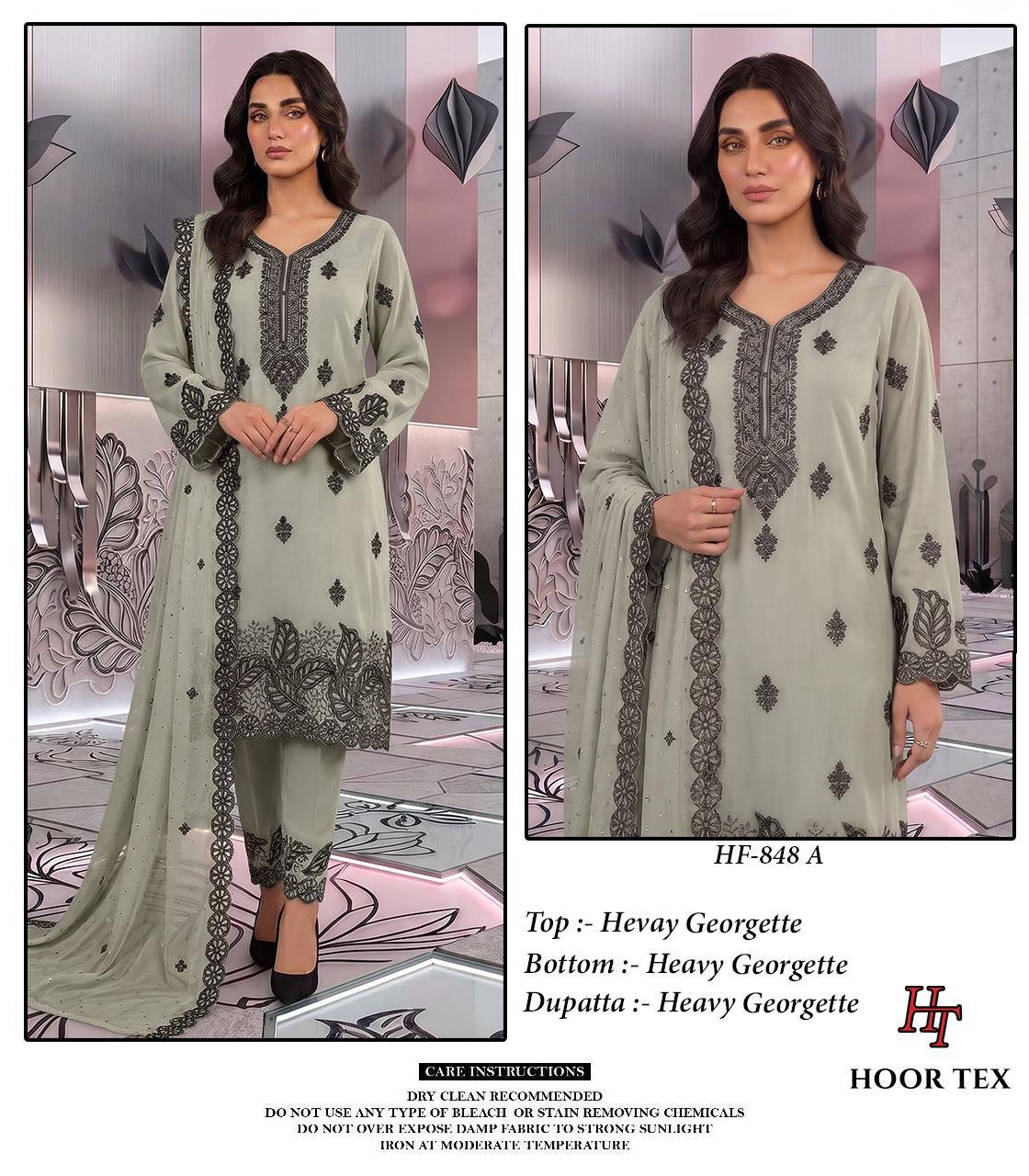 Hoor Tex 848 A To D Georgette Embroidered Salwar Suit — Designer Readymade Suits, hoor Tex wholesale from Surat — view 5