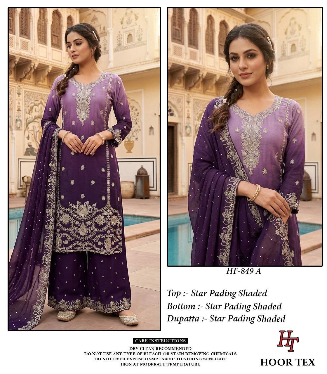Hoor Tex 849 A To D Star Padding Shaded Salwar Kameez