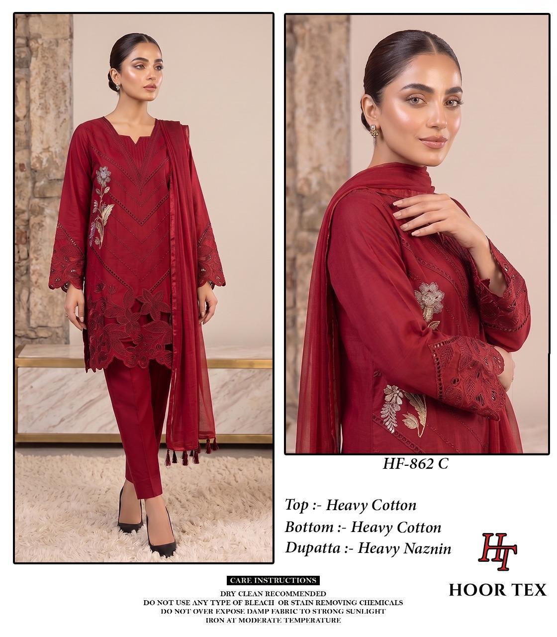 Hoor Tex 862 A To D Cotton Embroidered Pakistani Salwar Suit — Wholesale Readymade Suit, hoor Tex wholesale from Surat — view 9