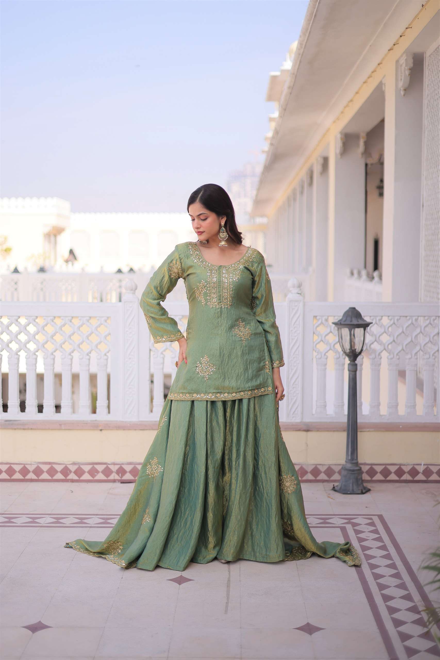 KA 1229 Designer Party Wear Ladies Top Sharara and Dupatta Set — Wholesale Pakistani Suits, Vardan Ethnic wholesale from Surat — view 5