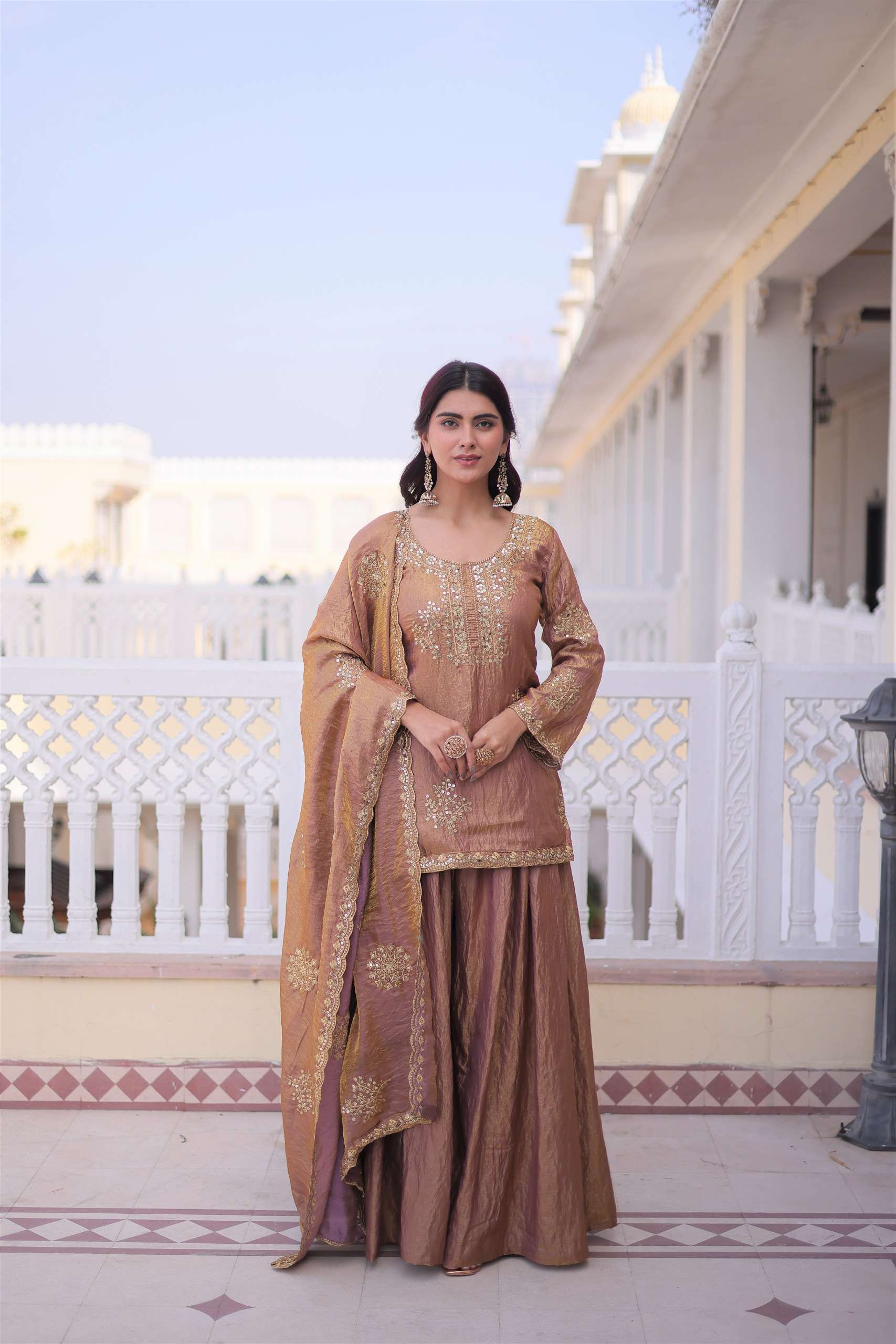 KA 1229 Designer Party Wear Ladies Top Sharara and Dupatta Set — Wholesale Pakistani Suits, Vardan Ethnic wholesale from Surat — view 3