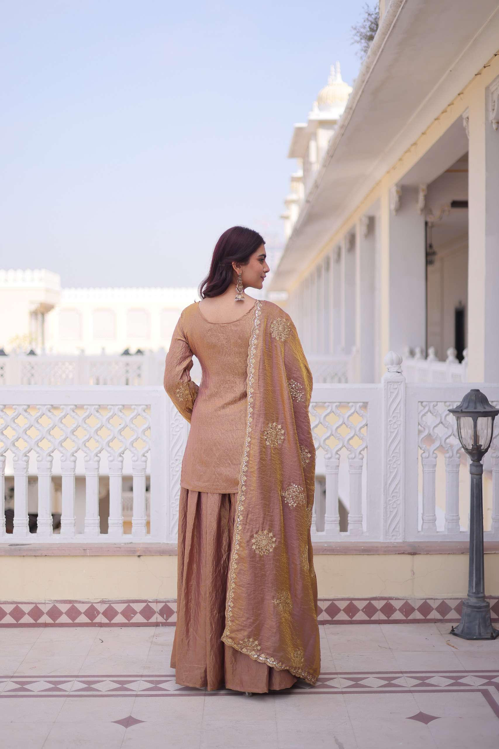 KA 1229 Designer Party Wear Ladies Top Sharara and Dupatta Set — Wholesale Pakistani Suits, Vardan Ethnic wholesale from Surat — view 2