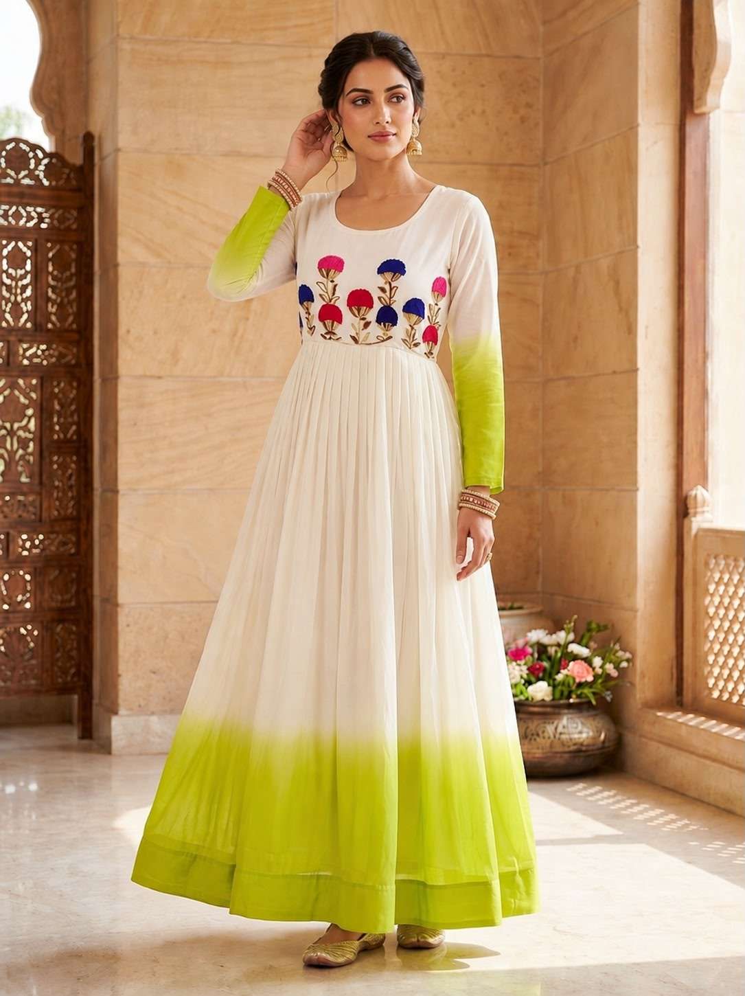 KA 1263 Star Georgette Embroidered Designer Anarkali Gown