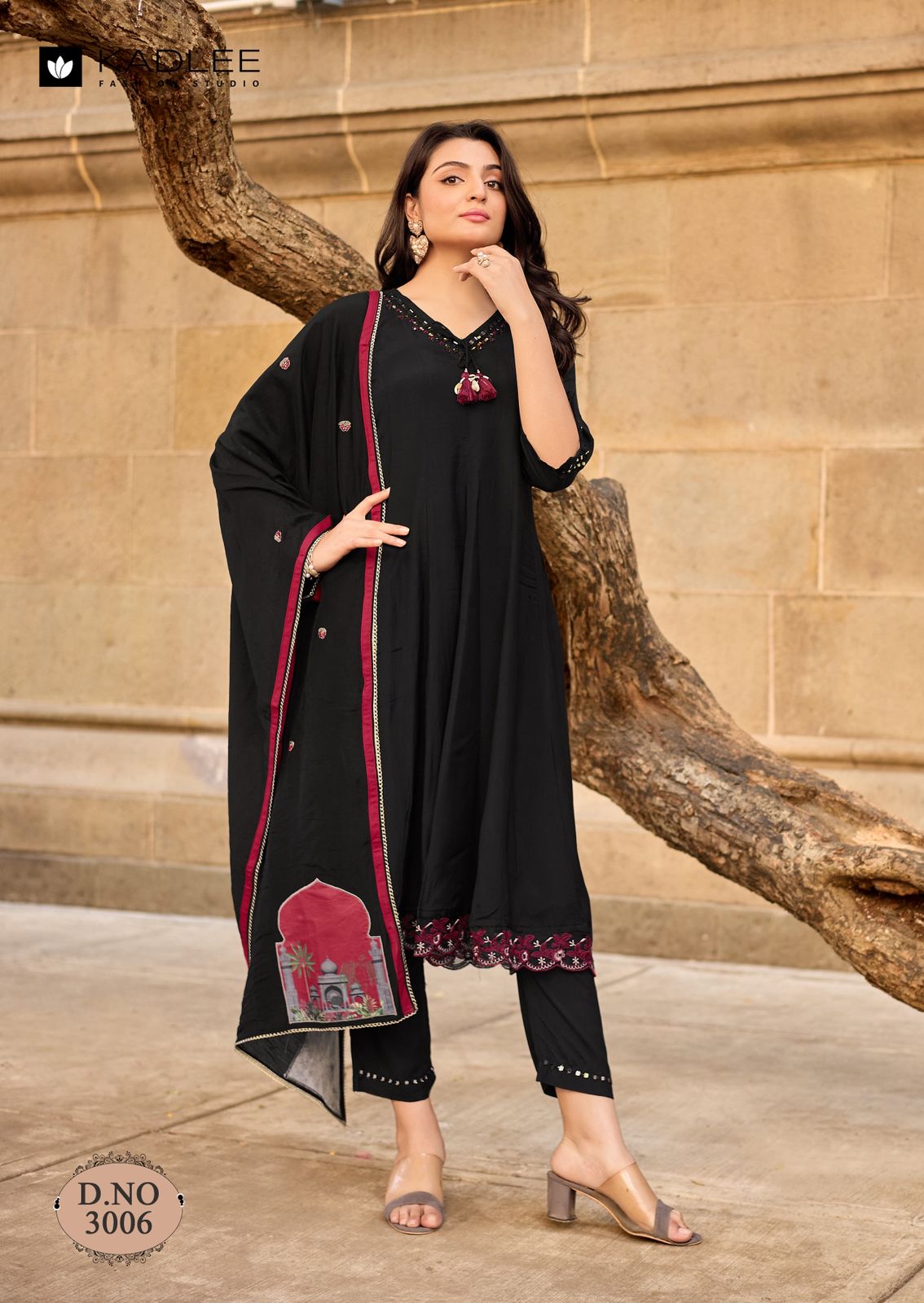 Kadlee Sairaa Muslin Thread Worked Readymade Salwar Suit — Wholesale Readymade Suit, MPA wholesale from Surat — view 7