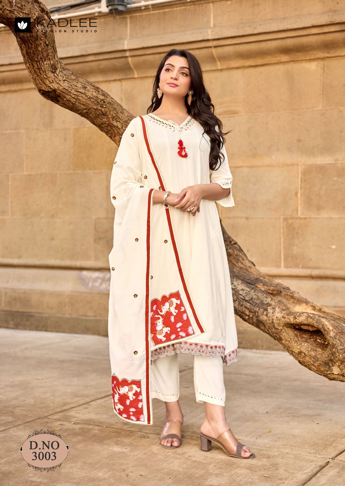 Kadlee Sairaa Muslin Thread Worked Readymade Salwar Suit — Wholesale Readymade Suit, MPA wholesale from Surat — view 5