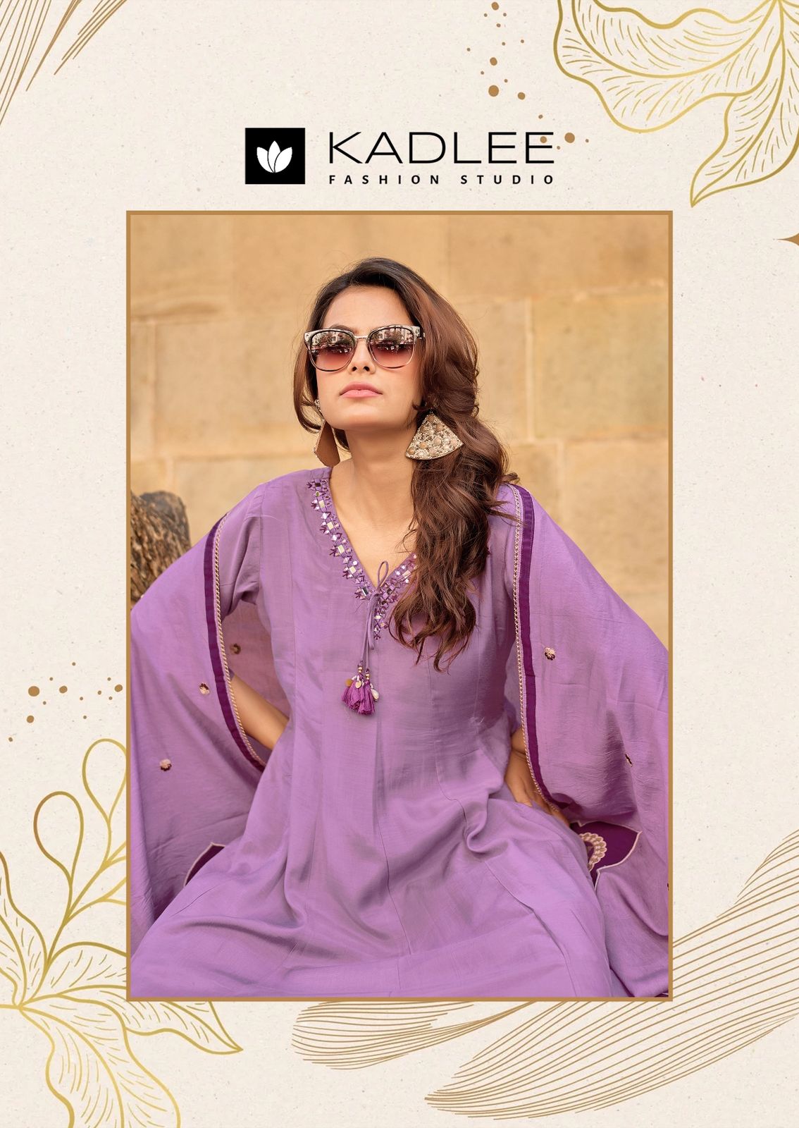Kadlee Sairaa Muslin Thread Worked Readymade Salwar Suit — Wholesale Readymade Suit, MPA wholesale from Surat — view 4