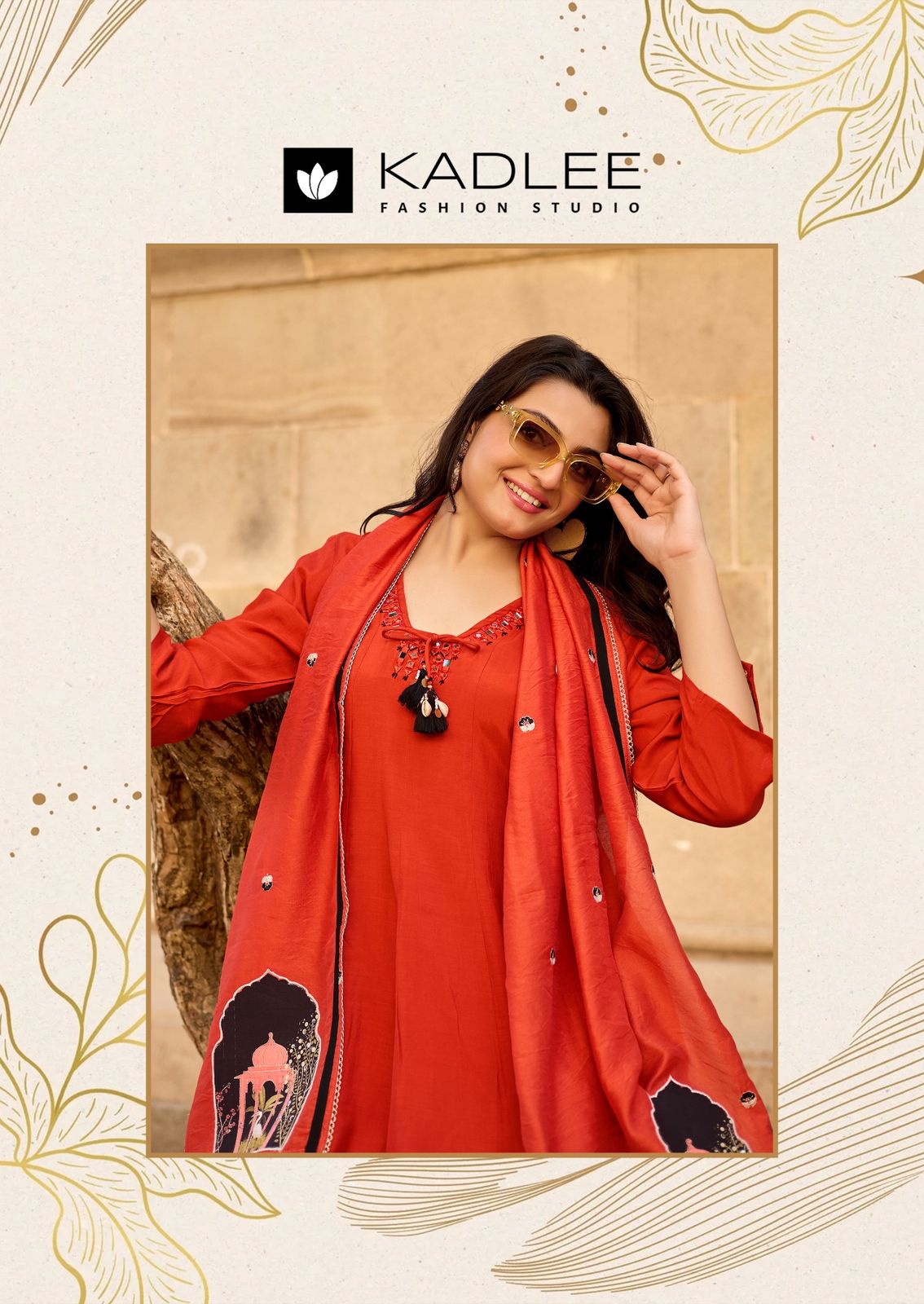 Kadlee Sairaa Muslin Thread Worked Readymade Salwar Suit — Wholesale Readymade Suit, MPA wholesale from Surat — view 3