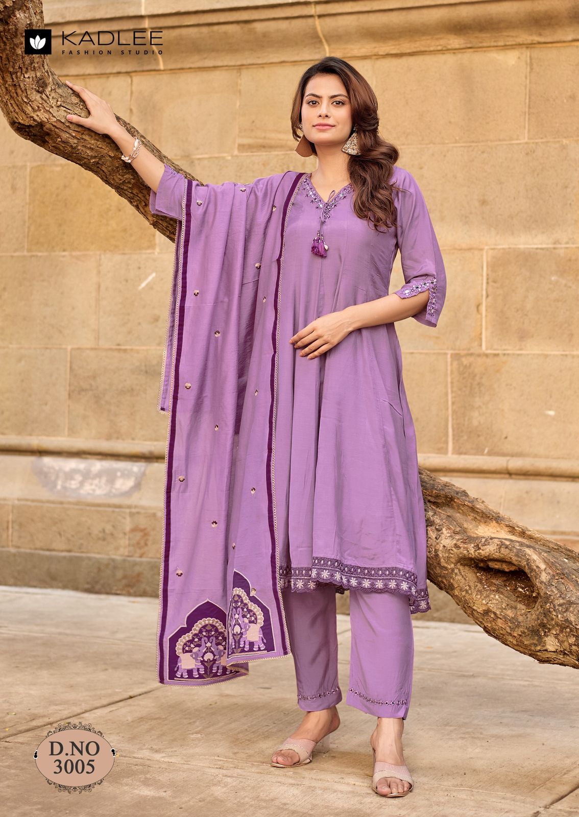 Kadlee Sairaa Muslin Thread Worked Readymade Salwar Suit — Wholesale Readymade Suit, MPA wholesale from Surat — view 10