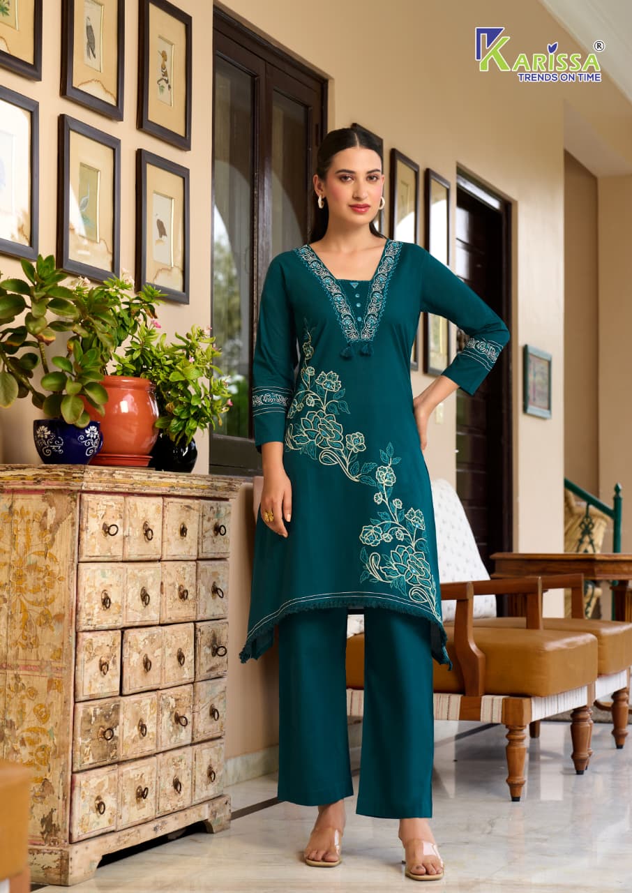 Karissa Amrita Bombay Cotton Handworked Kurti With Bottom Set — Rayon Kurti, Karissa wholesale from Surat — view 4