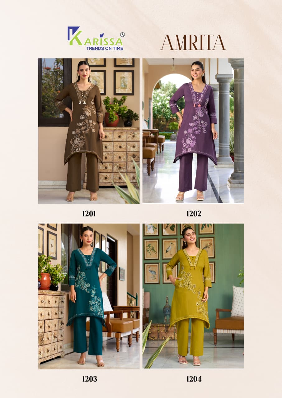 Karissa Amrita Bombay Cotton Handworked Kurti With Bottom Set — Rayon Kurti, Karissa wholesale from Surat — view 5