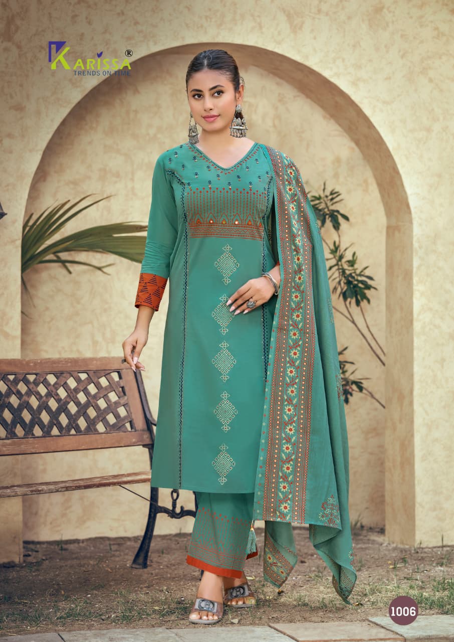 Karissa Kanika Premium Pure Heavy Bombay Cotton Readymade Suit — Wholesale Readymade Suit, Karissa wholesale from Surat — view 6