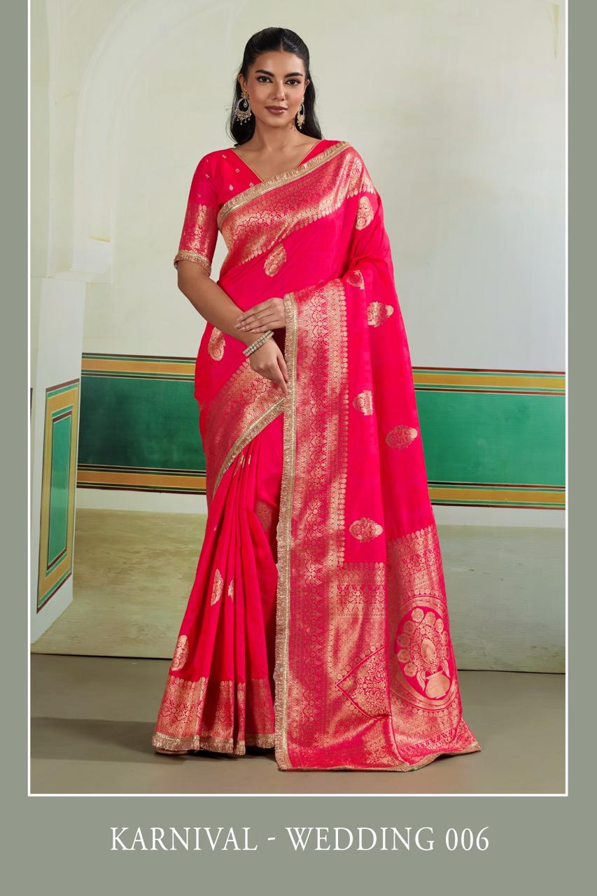 Karnival Wedding 001 To 006 Handloom Weaving Saree Catalog