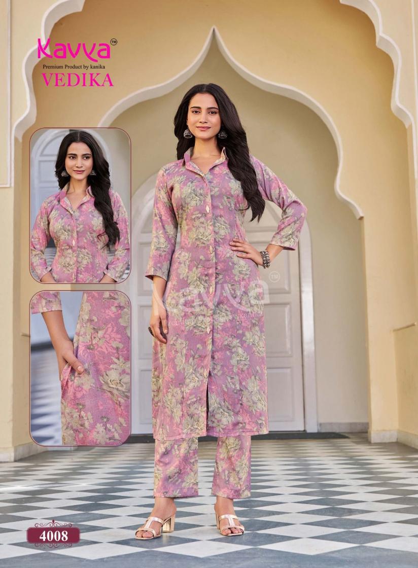 Kavya Vedika Vol 04 Capsule Foil Printed Kurti With Bottom Set — Wholesale Kurtis, Kavya wholesale from Surat — view 8