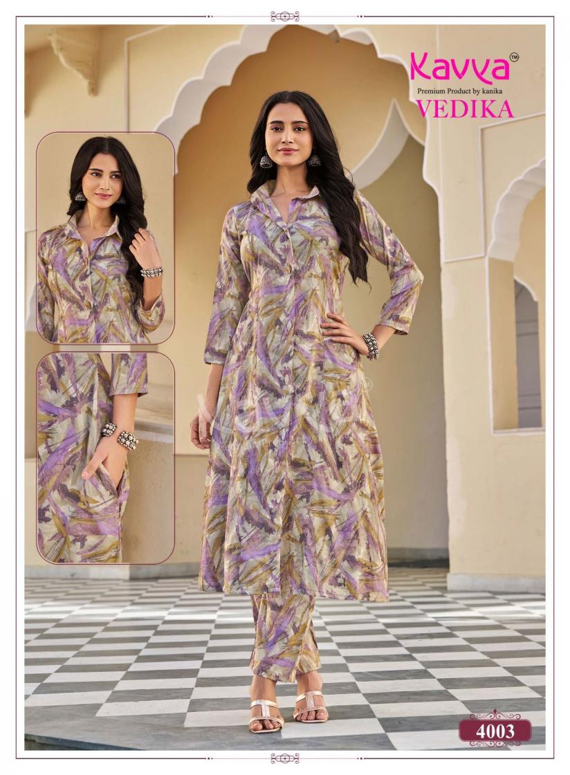 Kavya Vedika Vol 04 Capsule Foil Printed Kurti With Bottom Set — Wholesale Kurtis, Kavya wholesale from Surat — view 7