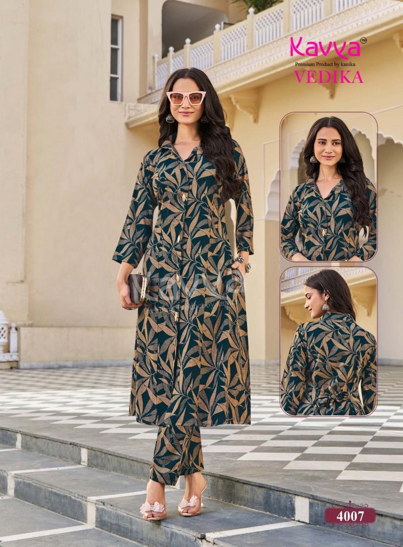 Kavya Vedika Vol 04 Capsule Foil Printed Kurti With Bottom Set — Wholesale Kurtis, Kavya wholesale from Surat — view 6