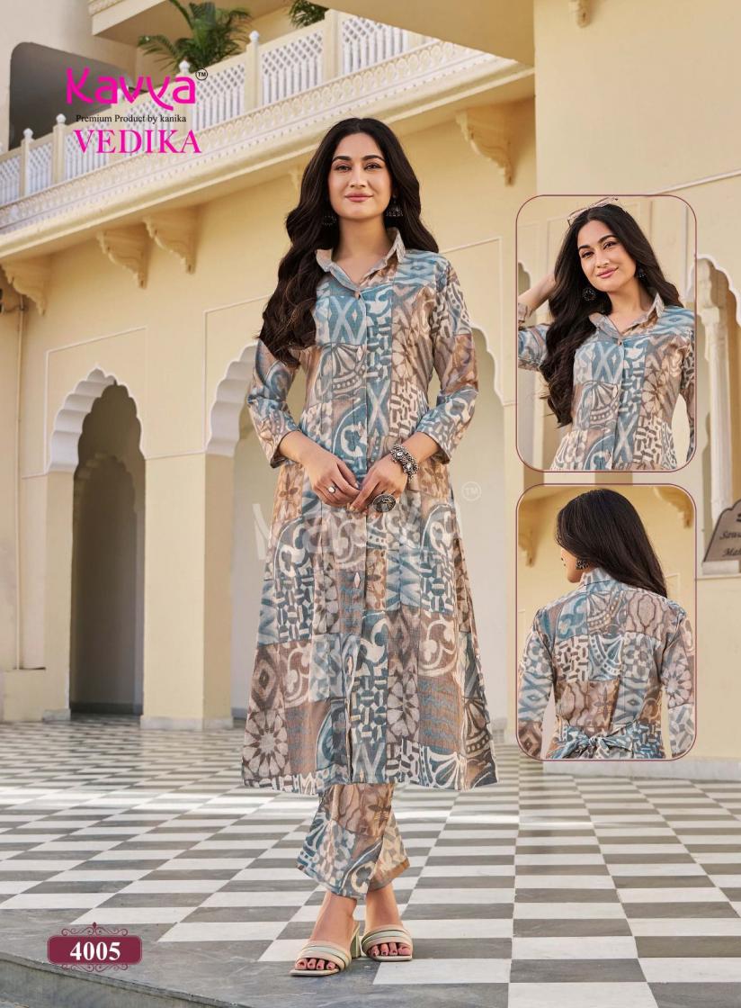 Kavya Vedika Vol 04 Capsule Foil Printed Kurti With Bottom Set — Wholesale Kurtis, Kavya wholesale from Surat — view 5