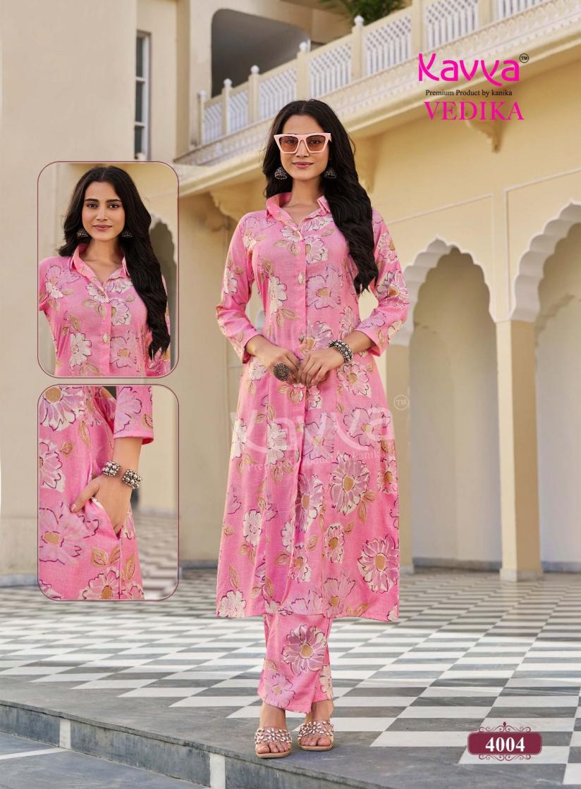 Kavya Vedika Vol 04 Capsule Foil Printed Kurti With Bottom Set — Wholesale Kurtis, Kavya wholesale from Surat — view 2