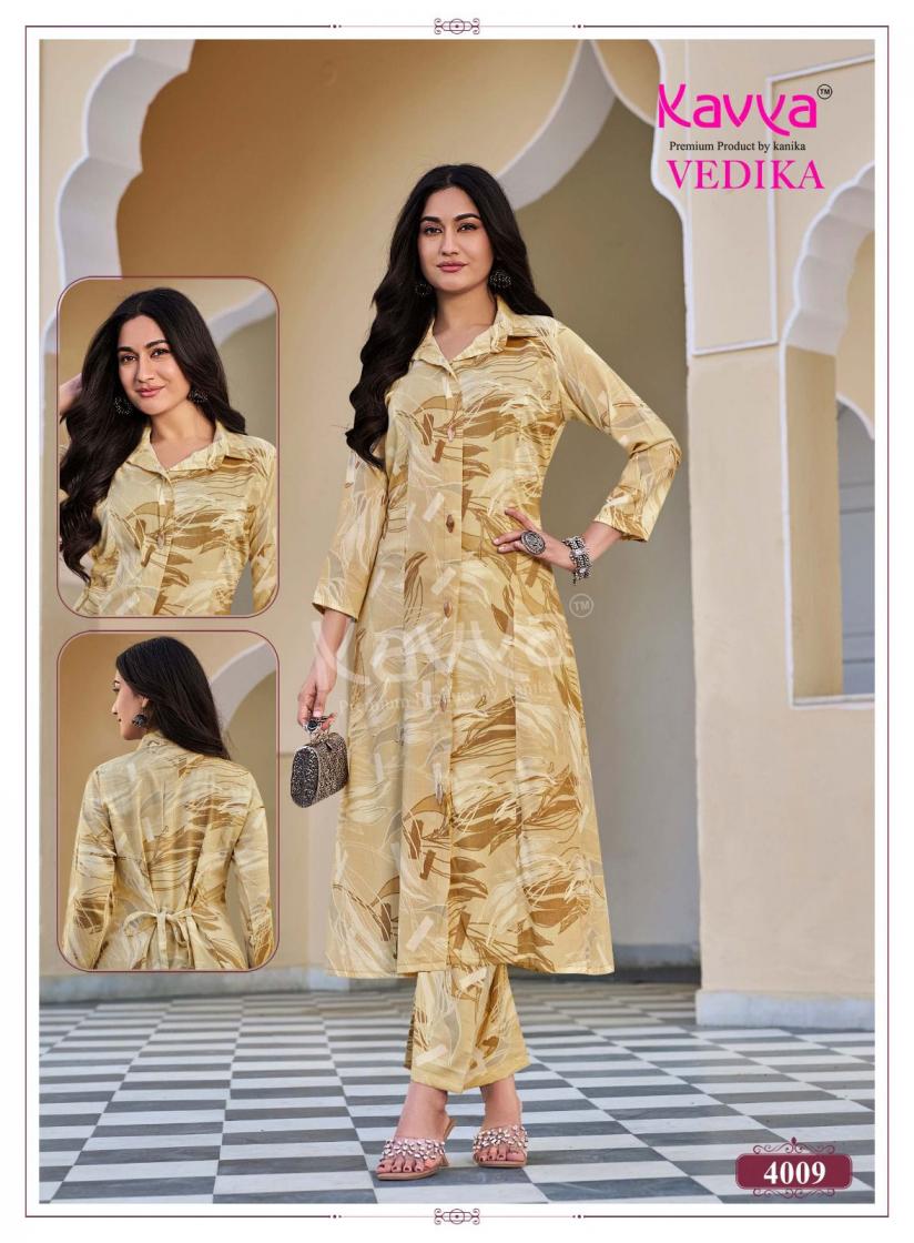 Kavya Vedika Vol 04 Capsule Foil Printed Kurti With Bottom Set — Wholesale Kurtis, Kavya wholesale from Surat — view 12