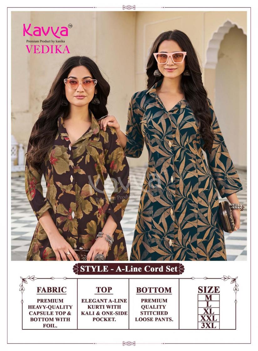 Kavya Vedika Vol 04 Capsule Foil Printed Kurti With Bottom Set — Wholesale Kurtis, Kavya wholesale from Surat — view 10