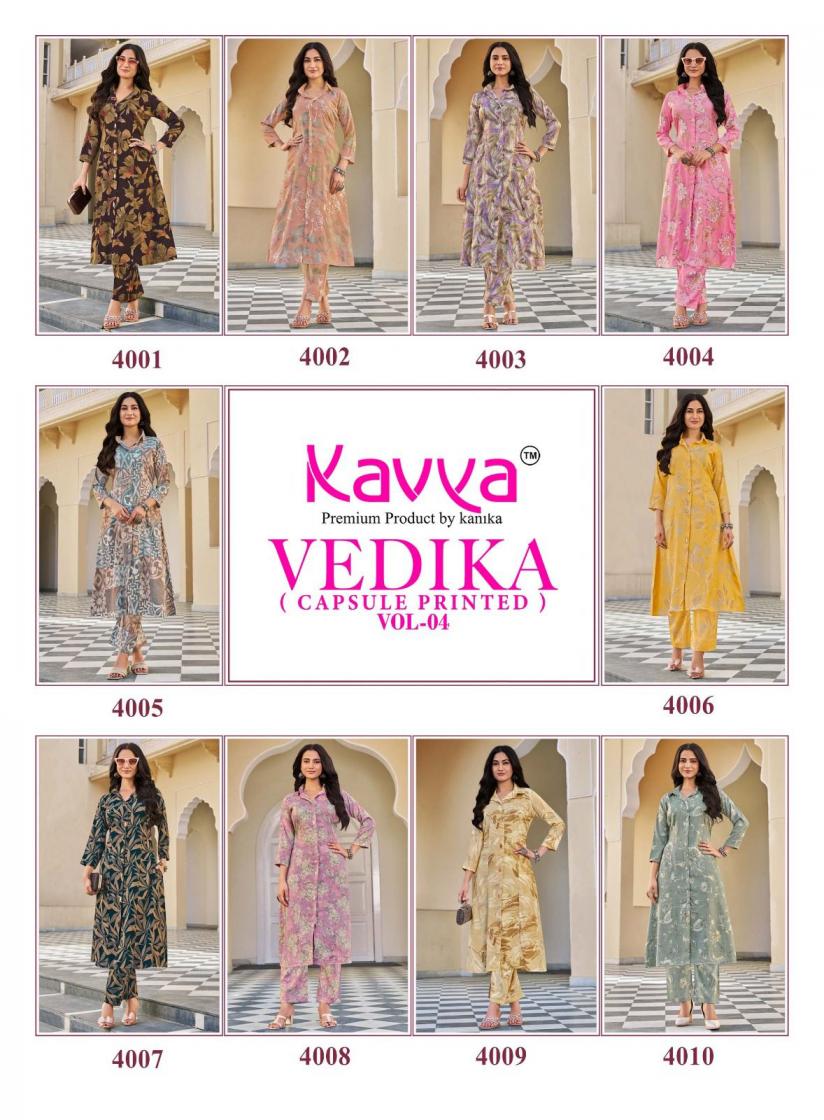 Kavya Vedika Vol 04 Capsule Foil Printed Kurti With Bottom Set — Wholesale Kurtis, Kavya wholesale from Surat — view 9