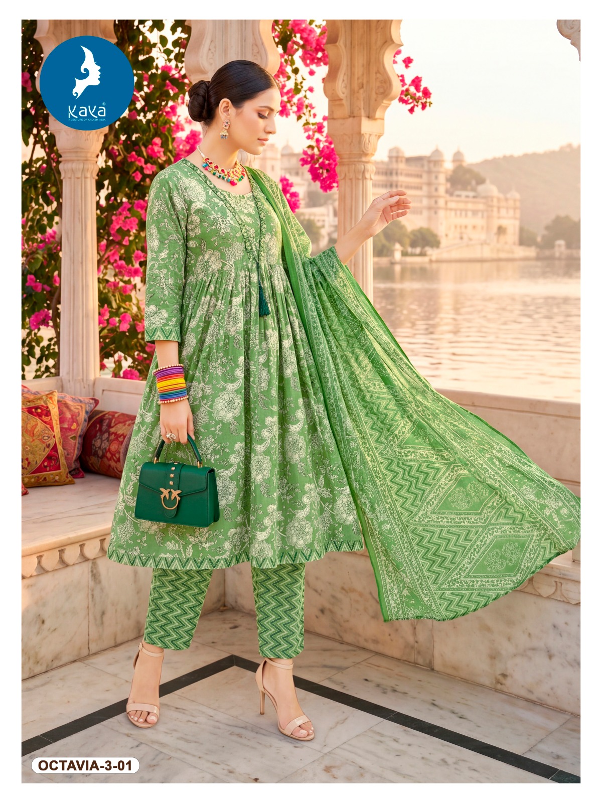 Kaya Octavia Vol 3 Cotton Printed Kurti With Bottom Dupatta Set — Wholesale Anarkali Kurti, Kavya wholesale from Surat — view 5