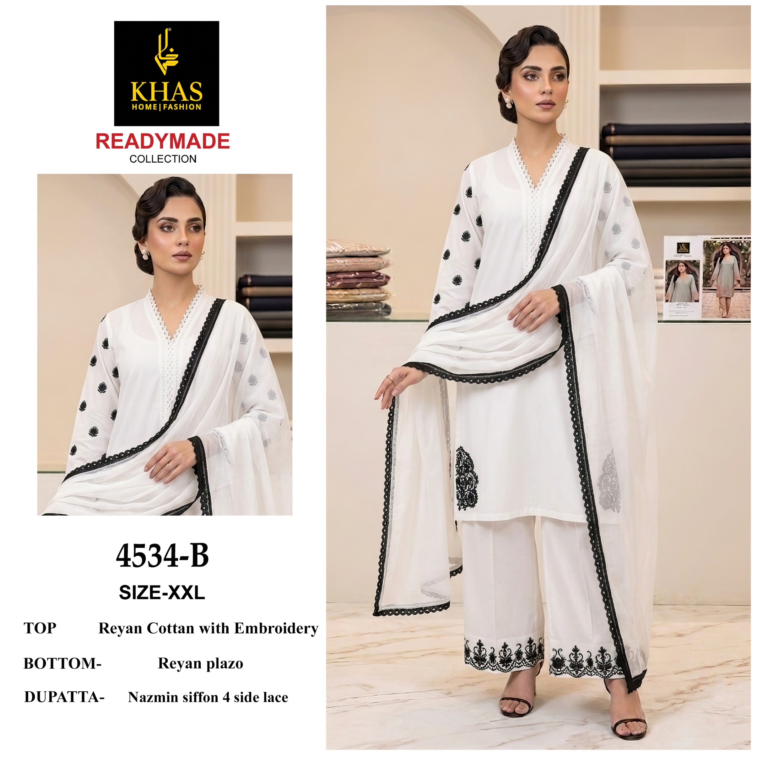 Khas 4534 A To C Rayon Cotton Embroidered Salwar Suit