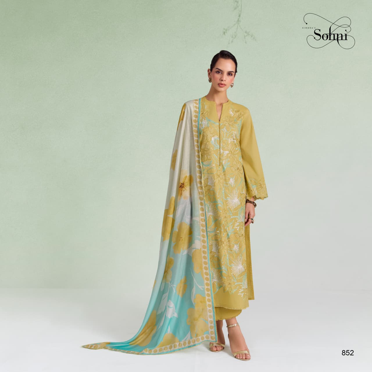 Kimora Sohni Dove Vol 78 Lawn Cotton Embroidered Unstitched Salwar — Wholesale Dress Material, Kimora wholesale from Surat — view 3