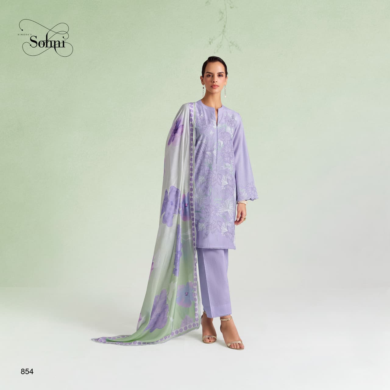 Kimora Sohni Dove Vol 78 Lawn Cotton Embroidered Unstitched Salwar — Wholesale Dress Material, Kimora wholesale from Surat — view 2