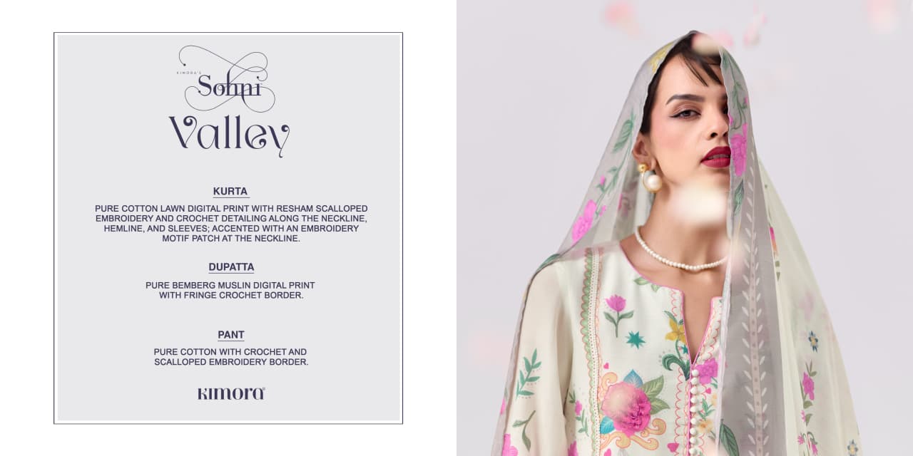 Kimora Sohni Valley Vol 79 Cotton Lawn Digital Printed Salwar Suit — Wholesale Pakistani Suits, Kimora wholesale from Surat — view 5