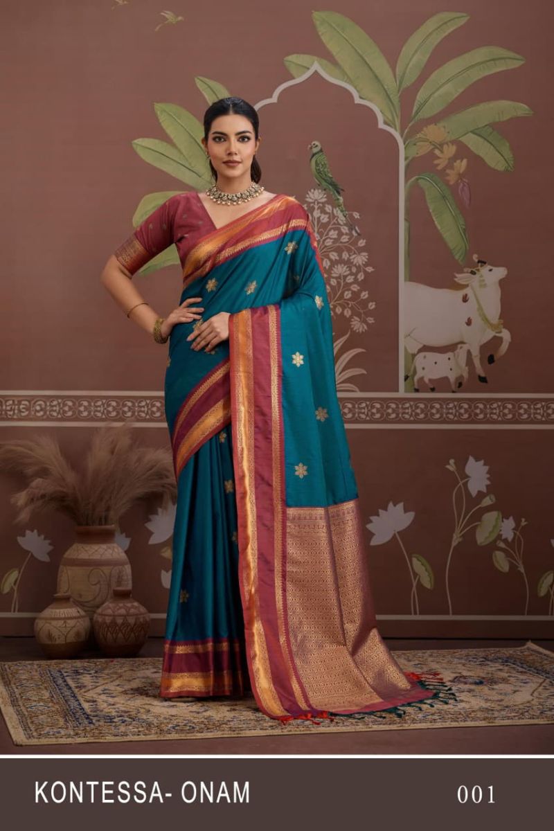 Kontessa Onam Silk Handloom Weaving Saree Catalog — Wholesale Sarees, Vardan Ethnic wholesale from Surat — view 11