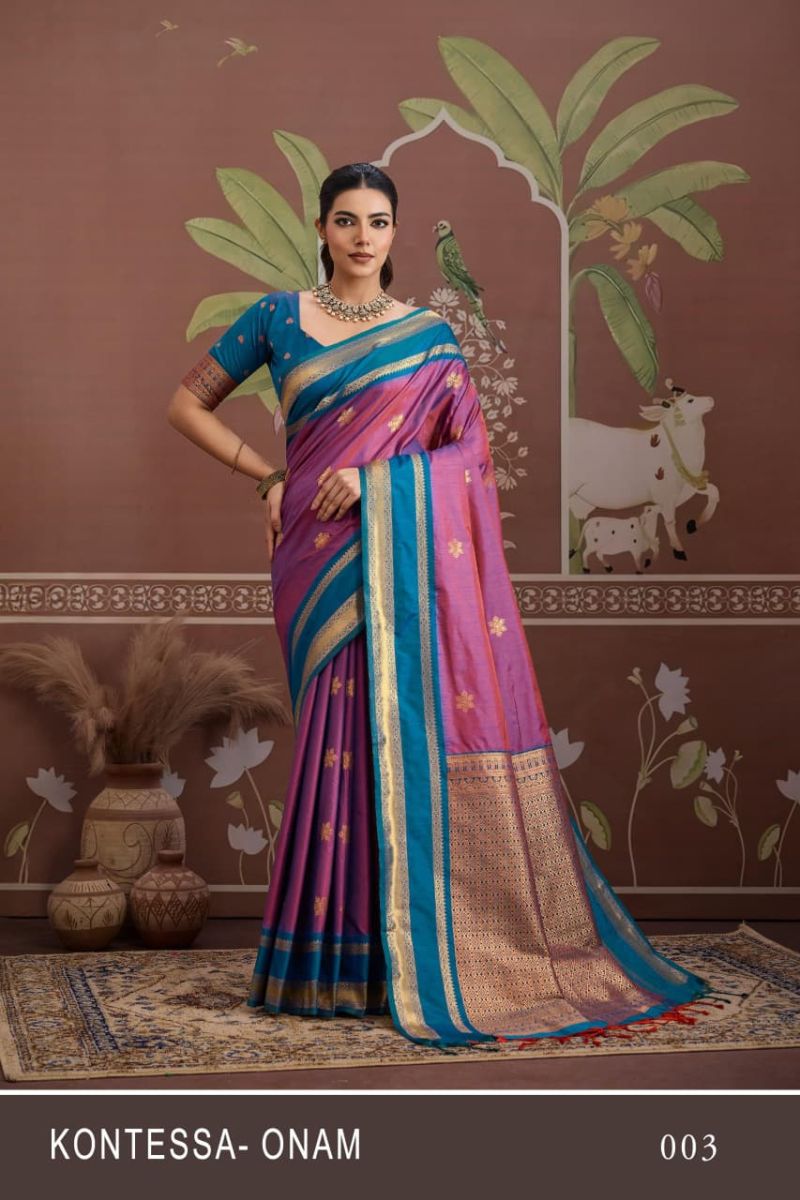 Kontessa Onam Silk Handloom Weaving Saree Catalog — Wholesale Sarees, Vardan Ethnic wholesale from Surat — view 10