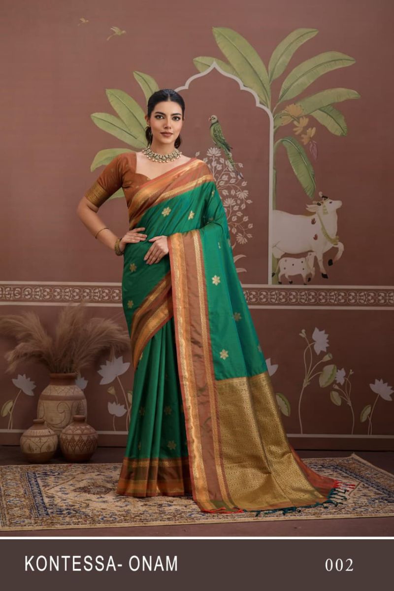 Kontessa Onam Silk Handloom Weaving Saree Catalog — Wholesale Sarees, Vardan Ethnic wholesale from Surat — view 9