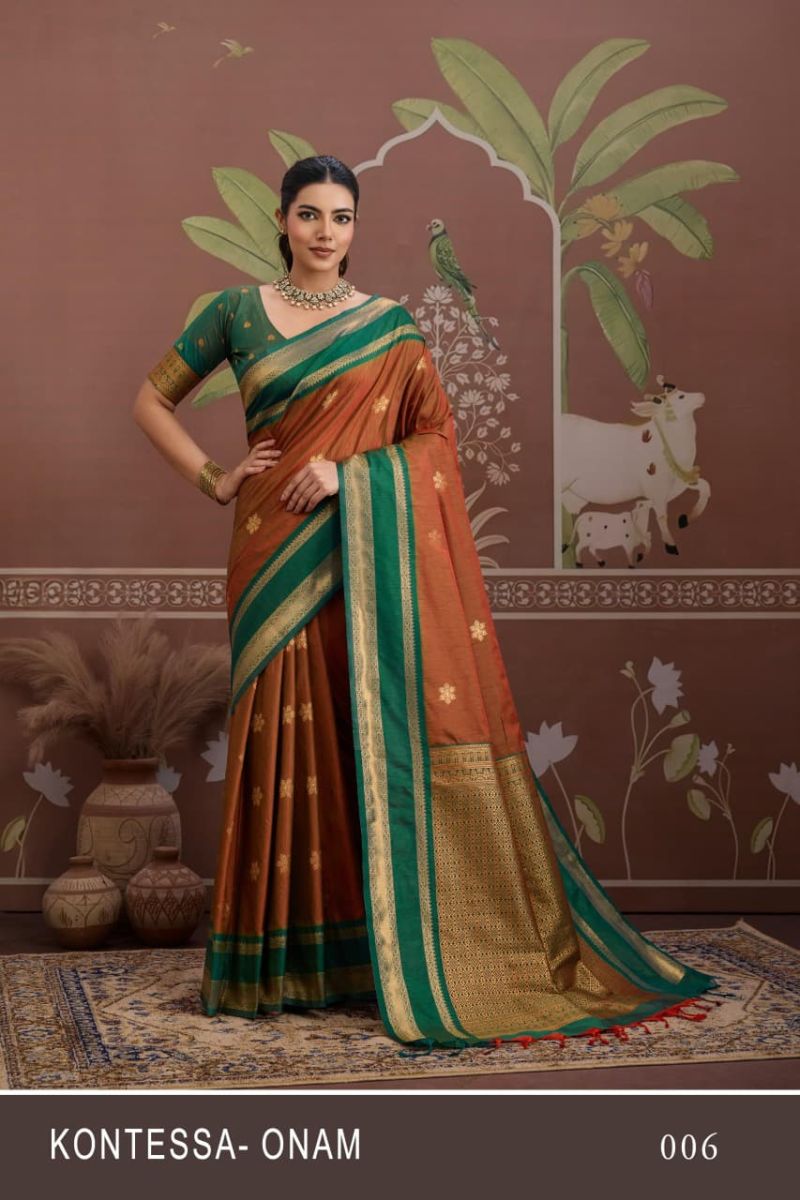 Kontessa Onam Silk Handloom Weaving Saree Catalog — Wholesale Sarees, Vardan Ethnic wholesale from Surat — view 8