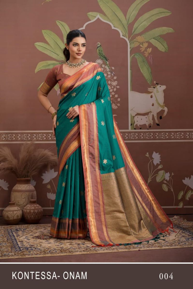 Kontessa Onam Silk Handloom Weaving Saree Catalog — Wholesale Sarees, Vardan Ethnic wholesale from Surat — view 7