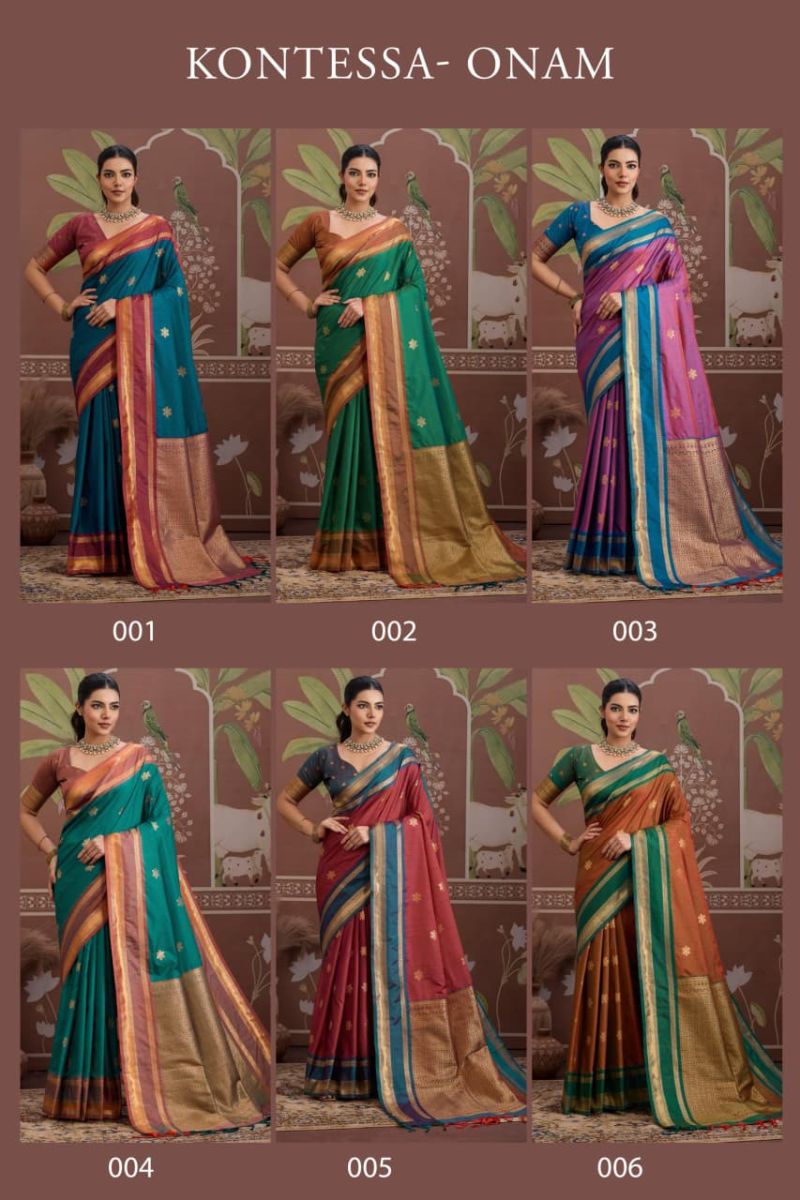 Kontessa Onam Silk Handloom Weaving Saree Catalog — Wholesale Sarees, Vardan Ethnic wholesale from Surat — view 13