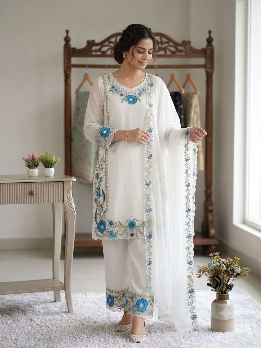 LG-2105 Fox Georgette Embroidered Palazzo Suit Set — Designer Readymade Suits, MPA wholesale from Surat — view 5