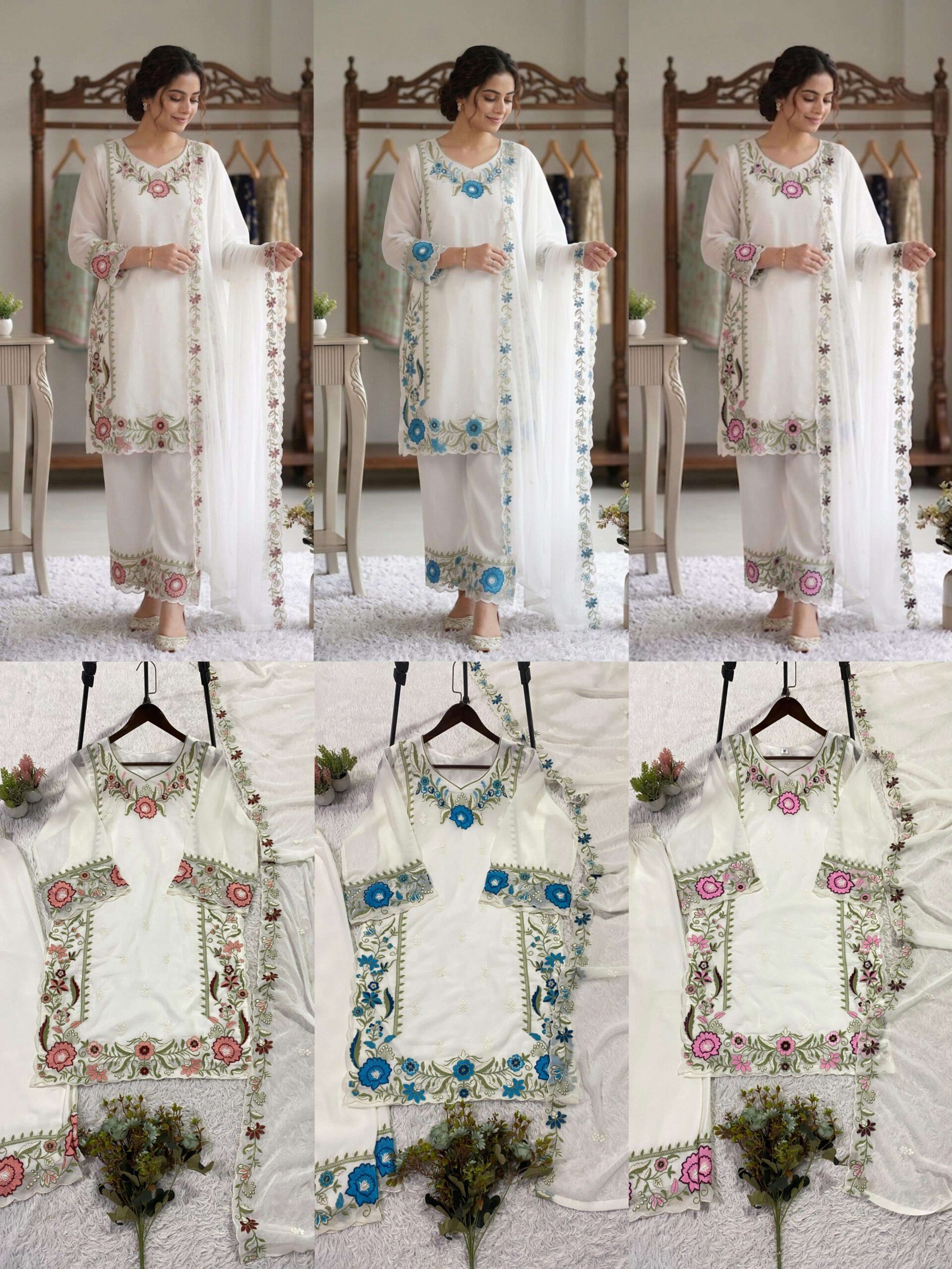 LG-2105 Fox Georgette Embroidered Palazzo Suit Set — Designer Readymade Suits, MPA wholesale from Surat — view 7