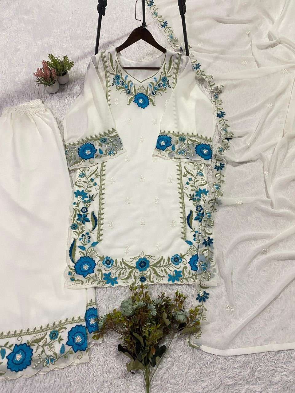 LG-2105 Fox Georgette Embroidered Palazzo Suit Set — Designer Readymade Suits, MPA wholesale from Surat — view 3