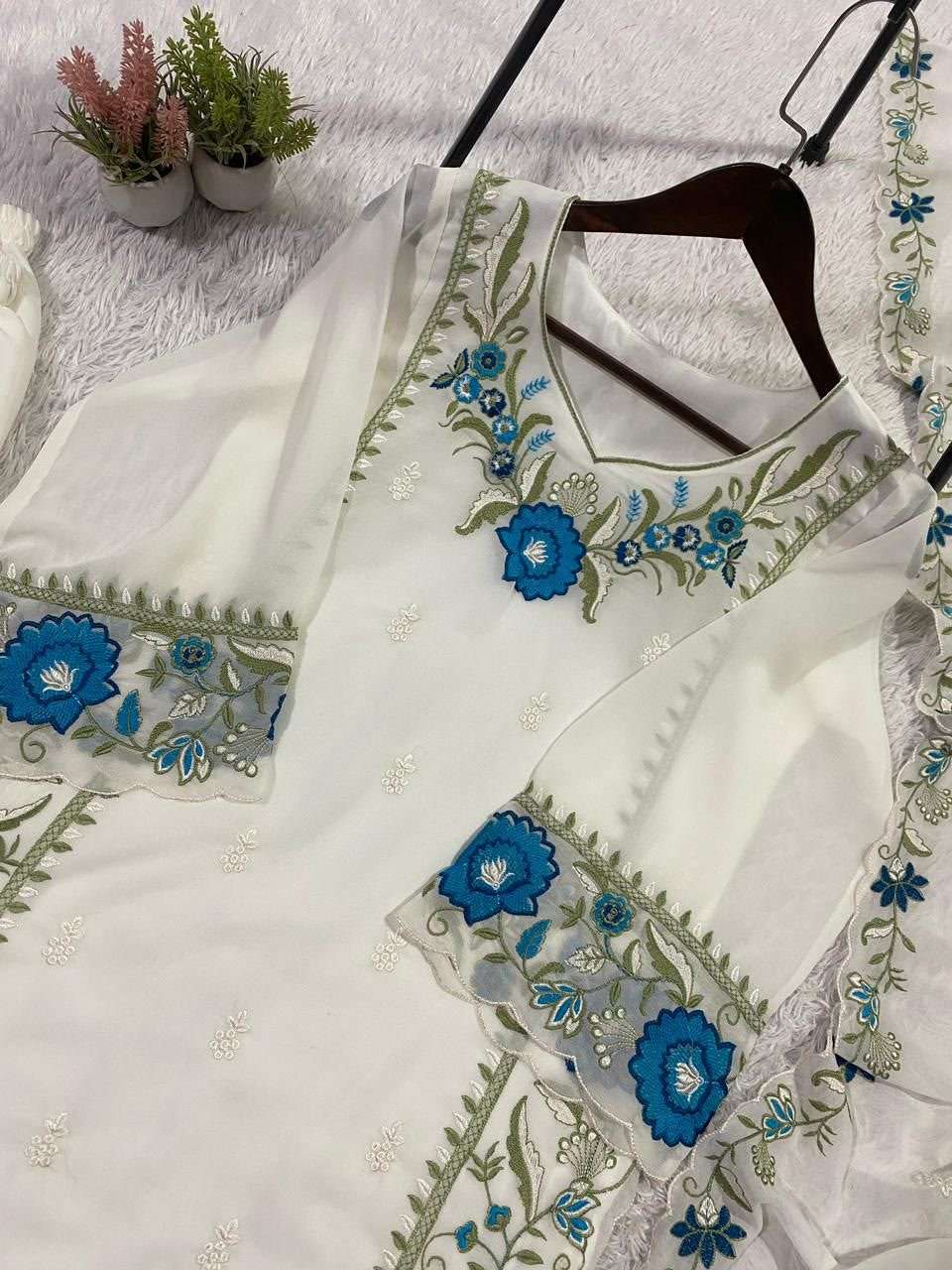 LG-2105 Fox Georgette Embroidered Palazzo Suit Set — Designer Readymade Suits, MPA wholesale from Surat — view 2