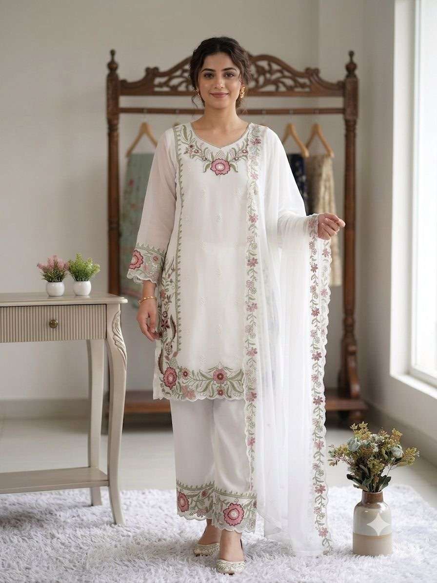 LG-2105 Fox Georgette Embroidered Palazzo Suit Set