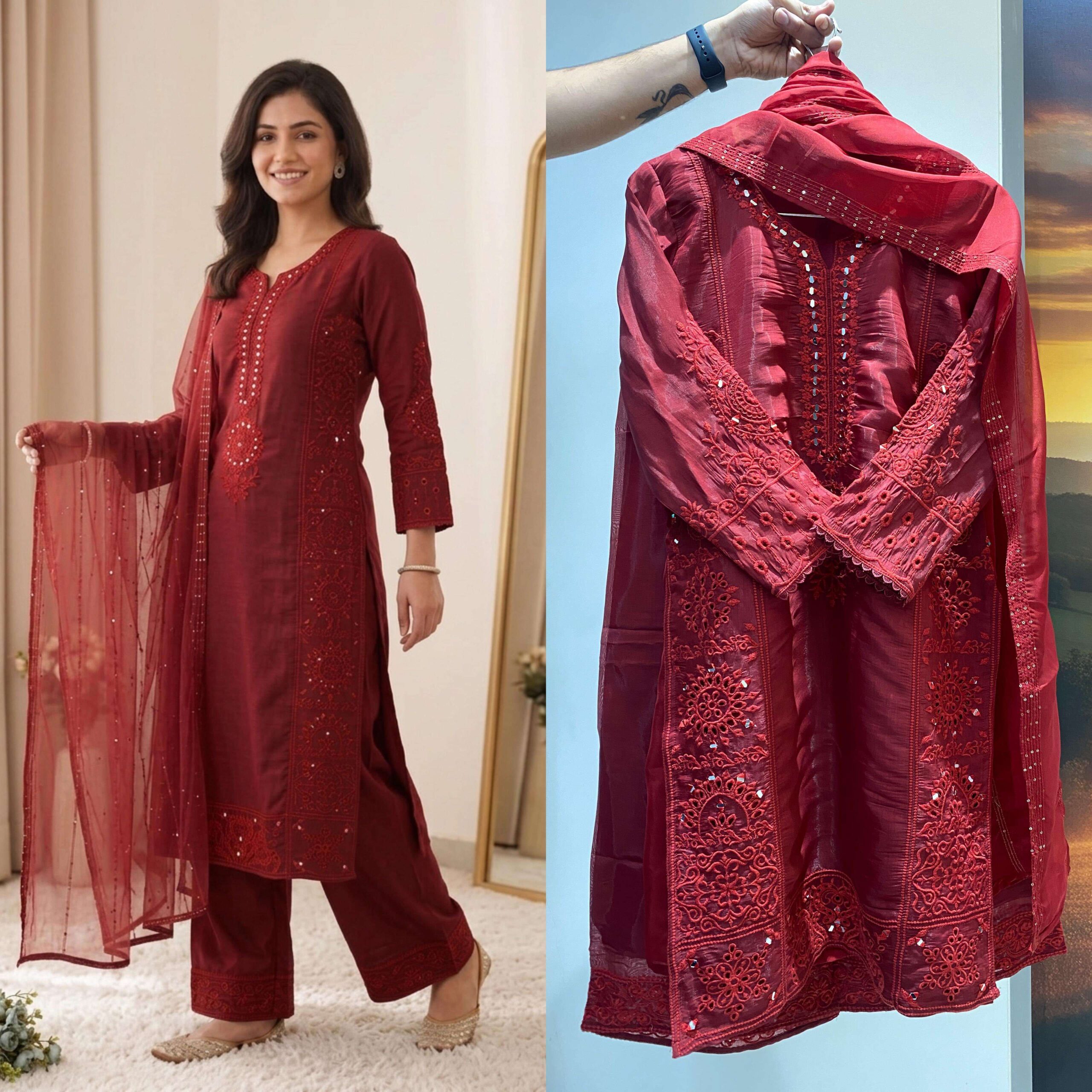 LG 2106 Chanderi Silk Embroidered Designer Ready-Made Suit